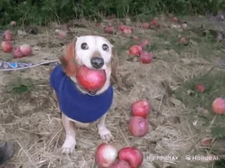 🌟 狗, 腊肠犬, 苹果, 水果, 可爱, 动物, 宠物 telegram sticker