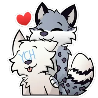 😘 YCH vos, schattig, dier, hart, liefde, vrienden telegram sticker