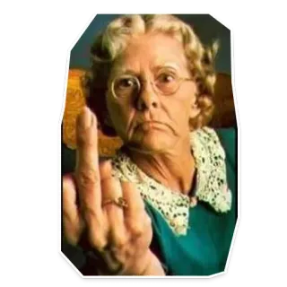 🖕 middle finger, offensive, angry, old woman, rude, grandma telegram sticker