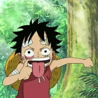 👒 Monkey D. Luffy One Piece Anime, Sombrero de paja, Lengua, Divertido, Dibujos animados telegram sticker
