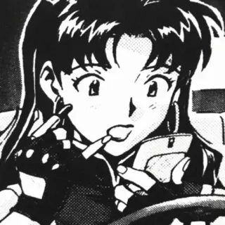 😱 Misato Katsuragi Neon Genesis Evangelion Anime, Personnage, Femme, Cigarette, Evangelion, Misato, Fumeur telegram sticker