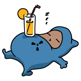 🤤 zzz tidur, minum, malas, kartun, santai, zzz, jus jeruk whatsapp sticker
