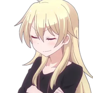 😌 anime, garota, loira, desenho animado, arrogante telegram sticker