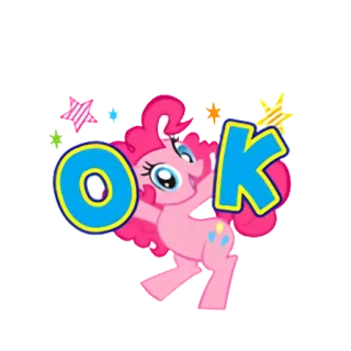 😉 Pinkie Pie My Little Pony OK Kreskówka, Kucyk, Przyjaźń, Pinkie Pie, OK, Pozytywny, Słodki telegram sticker