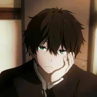 🍪 anime, boy, sad, portrait, green eyes telegram sticker