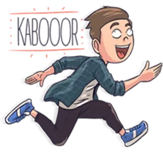 🏃‍♂ Desenho animado, Correndo, Pessoa, Feliz, Menino, Personagem whatsapp sticker
