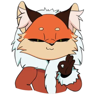 👌 raposa, animal, fofo, desenho animado, adesivo, gesto ok telegram sticker