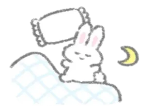 🥡 sommeil, lapin, lapin, oreiller, lune, nuit, mignon, rêve telegram sticker