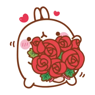 🌹 cute, rabbit, flowers, love, hearts, roses telegram sticker