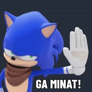 😉 Sonic GA MINAT! Sonic the Hedgehog, No, Alto, Mano, Negación, Personaje de dibujos animados telegram sticker