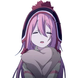 😴 Nadeshiko Kagamihara Laid-Back Camp 动漫, 女孩, 摇曳露营, 可爱, 各务原抚子 telegram sticker