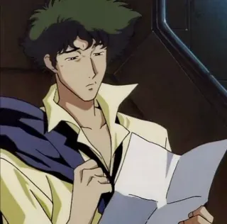 🚀 Spike Spiegel Cowboy Bebop 애니메이션, 카우보이 비밥, 스파이크 스피겔, 만화, 캐릭터 whatsapp sticker