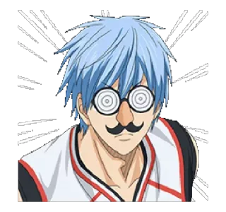 😶 Kuroko Tetsuya Kuroko's Basketball Anime, Basketball, Lustig, Bekloppt, Brille, Schnurrbart whatsapp sticker