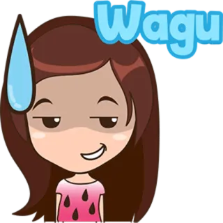 🙊 Wagu Desenho animado, Garota, Suor, Fofo, Adesivo telegram sticker