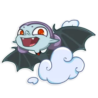👋 pipistrello, vampiro, cartone animato, mostro, carino, volante, nuvola whatsapp sticker