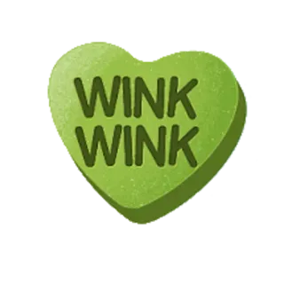 😛 WINK WINK 윙크, 하트, 사탕, 귀여운, 초록색, 사랑 whatsapp sticker