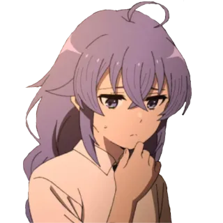 🤔 Anime, tóc tím, đang suy nghĩ, hoạt hình, cô gái telegram sticker
