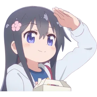 🙂 anime, girl, salute, cute whatsapp sticker