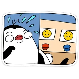 🙂 pingouin, émotion, triste, joyeux, dessin animé, autocollant telegram sticker