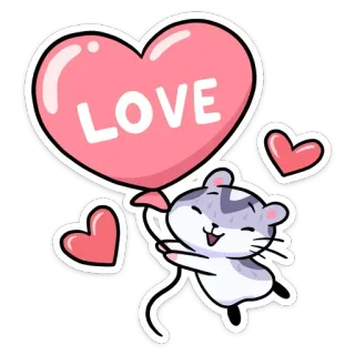 ❤️ LOVE 愛, ハート, 動物, かわいい, 風船, 幸せ, バレンタインデー telegram sticker