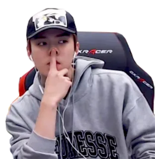 🤔 DEMESSE sweat à capuche, personne, chapeau, écouteurs, coréen, doigt, bouche whatsapp sticker