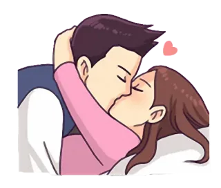 💋 kiss, couple, love, romance, cartoon telegram sticker