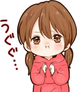 😢 うぐぐ... fille anime, mignon, japonais, dessin animé, autocollant telegram sticker