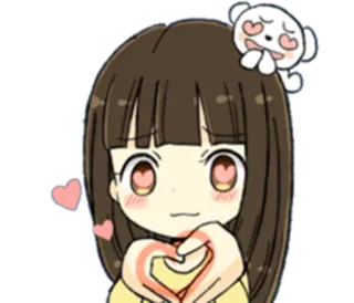 ❣ Anime, Kreskówka, Kawaii, Serce, Miłość, Słodkie telegram sticker
