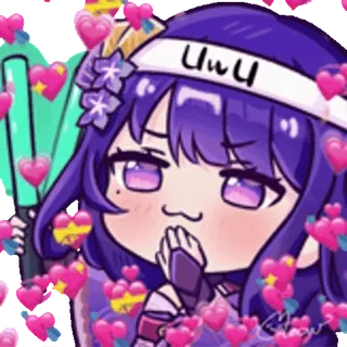 🙋♀️ UwU Anime, Carino, Kawaii, Cuori, Chibi telegram sticker