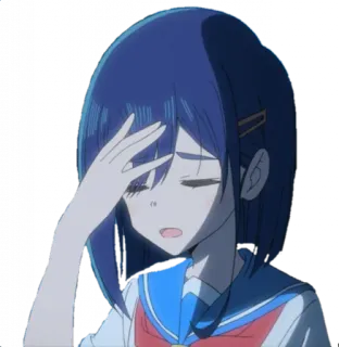 🤦‍♀ anime, chica, triste, cansada, pelo azul, exasperada telegram sticker