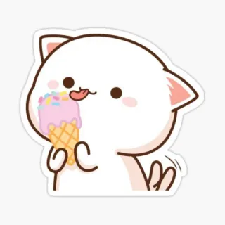 🥺 gato, sorvete, sobremesa, fofo, desenho animado, comida, animal whatsapp sticker