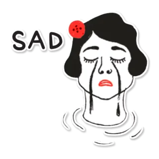 😕 SAD triste, chorando, lágrimas, chateada, mulher, emocional whatsapp sticker