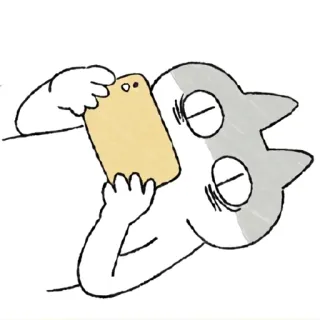 📱 cat, phone, cartoon, animal, technology, illustration telegram sticker