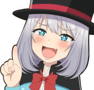 😀 Anime, Dziewczyna, Kapelusz, Magia, Uroczy, Uśmiech, Szczęśliwy, Kreskówka telegram sticker