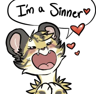 😃 I'm a Sinner Cartoon, Tier, Herz, Süß, Sünder, Ausdruck, Sprechblase telegram sticker