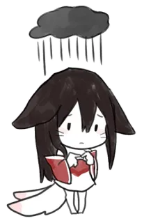😞 sad, rain, cloud, fox, anime telegram sticker