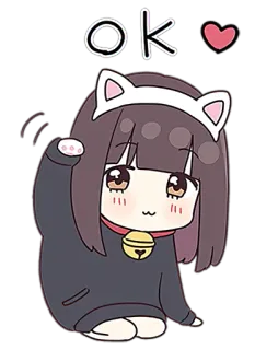 👌 OK anime, cute, cat, girl, kawaii, sticker, OK telegram sticker