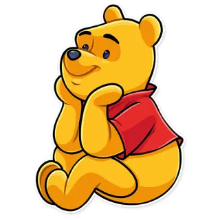 👂 Winnie the Pooh винни пух, мультфильм, медведь, дисней, милый, желтый, красная футболка telegram sticker