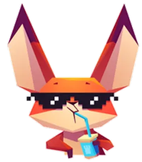 😎 zorro, gafas de sol, bebida, animal, dibujos animados, genial whatsapp sticker
