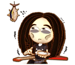 🍲 cartoon, character, person, fish, food telegram sticker