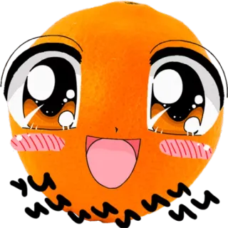😃 orange, fruit, face, anime, kawaii, cute, happy whatsapp sticker