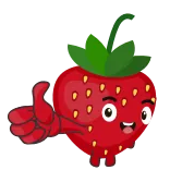 👍 strawberry, thumbs up, fruit, cartoon, food, cute whatsapp sticker