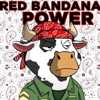 💪 REDBANDANA POWER cow, red bandana, cartoon, animal, power, funny, anthropomorphic telegram sticker