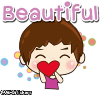 😍 Beautiful 美丽, 可爱, 卡通, 爱, 心, 卡哇伊 telegram sticker