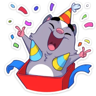 🥳 Hamster, Party, Feier, Tier, Süß, Spaß, Konfetti telegram sticker
