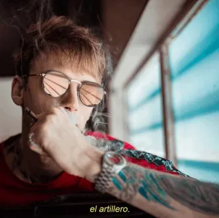 ➿ el artillero. người đàn ông, hút thuốc, kính râm, chân dung, người whatsapp sticker