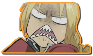 😡 Edward Elric Fullmetal Alchemist อนิเมะ, สติกเกอร์, เอ็ดเวิร์ด เอลริค, แขนกลคนแปรธาตุ, โกรธ, การ์ตูน telegram sticker