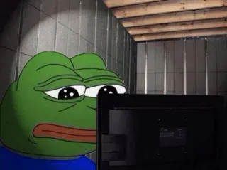 😐 Pepe the Frog pepe, żaba, mem, smutny, komputer telegram sticker