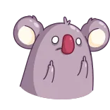 🖕 coala, dedo do meio, insulto, desenho animado telegram sticker