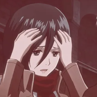 💗 Mikasa Ackerman Attack on Titan anime, attack on titan, mikasa ackerman, traurig, verzweifelt, manga, emotional telegram sticker
